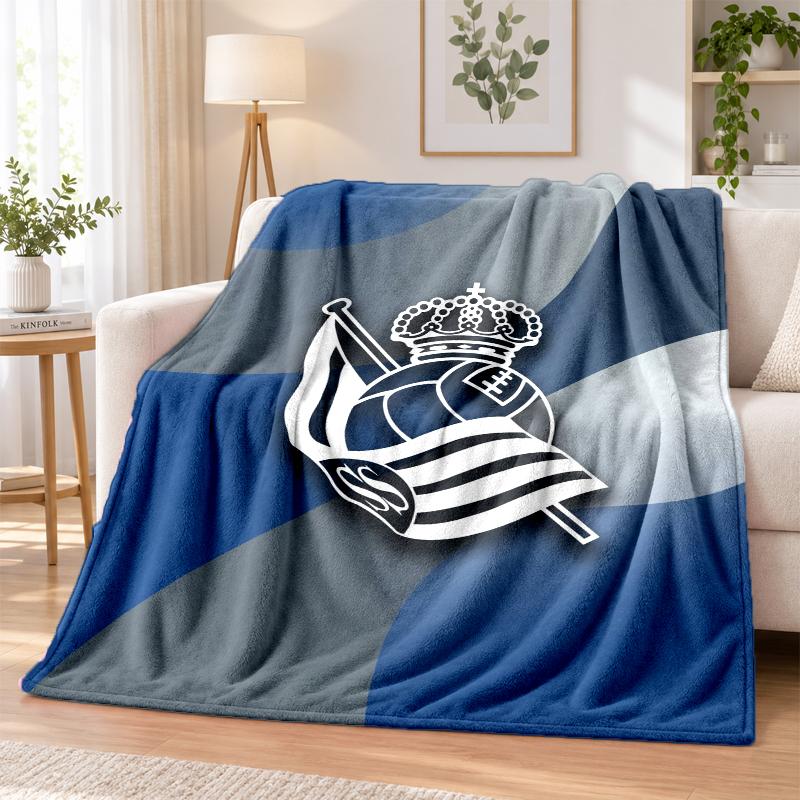 Real Sociedad FC Printed Flannel Blanket Warm Comfort Bed Throw For Indoor Home Decoration