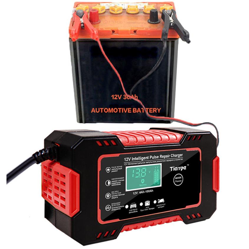 Автомобильное зарядное устройство, 12 В, импульсный ремонт, ЖК-дисплей, умная быстрая зарядка AGM, гелевое свинцово-кислотное зарядное устройство с глубоким циклом для авто, мотоцикла