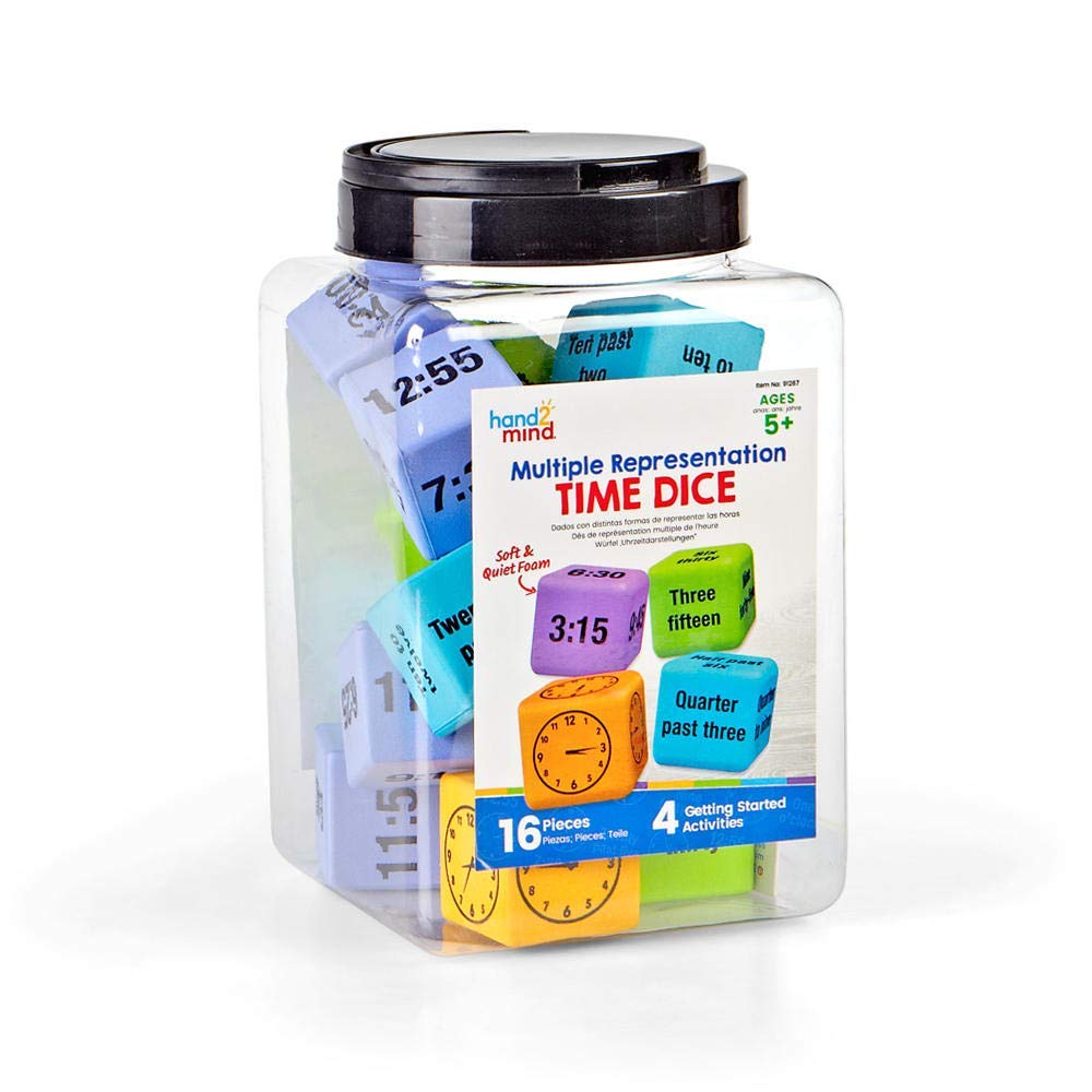 Learning Resources Math Educational Time English 4 Colors Dice, Version, 16-Piece Set, H2M91267, Authentic,