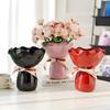 Ceramic Vase Rose Flower Shaped ,Desk Decorati Flowers Bouquet for Home Girding Decorative Floral Vases Room Aesthetic Decor