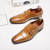Retro Business Formal Men's Leather Shoes Genuine Leather Shoes Monk Buckle Shoes