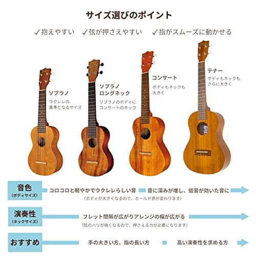 Famous FS-11G Beginner's Set (4-Piece Classic Set) (Made In Japan, Cherry Wood Soprano Ukulele)