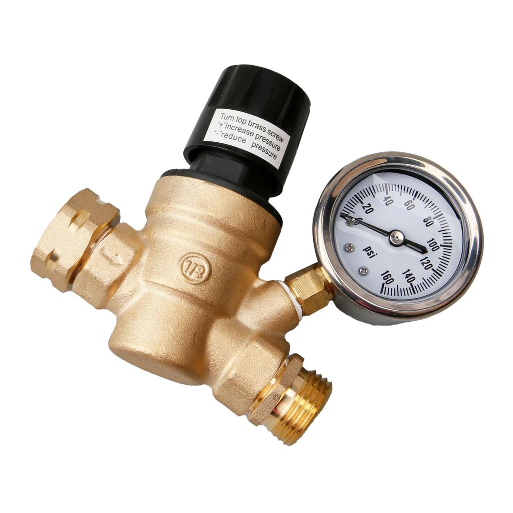 Регулятор давления воды 34 дюйма NH резьба латунный редукционный клапан с манометром для автофургона