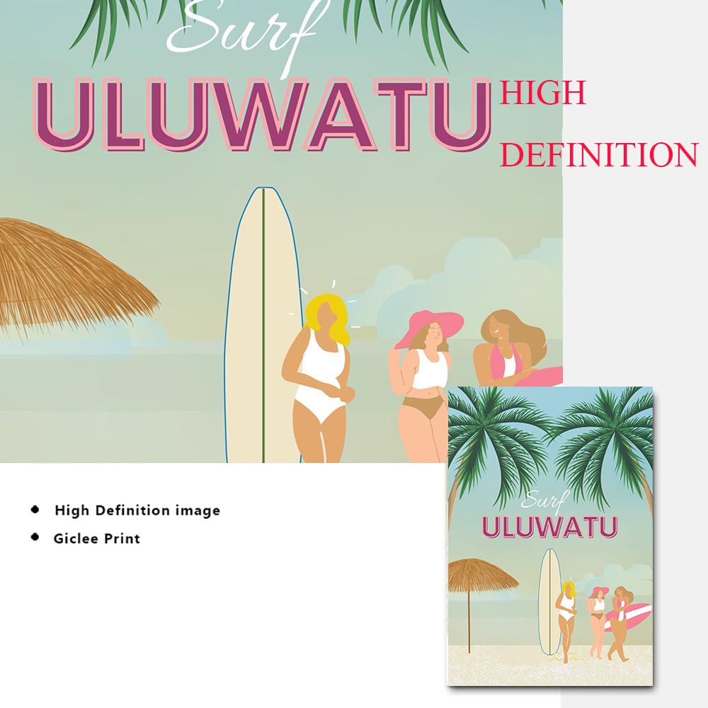 Vintage Travel Bali Beach Bahrain Surf Sunshine Coast Wall Art Canvas Painting Posters For Living Room Wall Decor Print Pictures