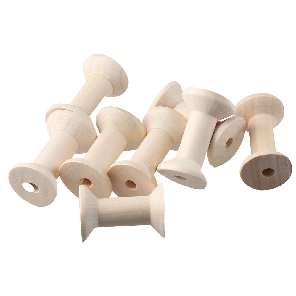 20PCS Wooden Empty Thread Spools 20PCS Natural Wire Weaving Bobbins Sewing Machines