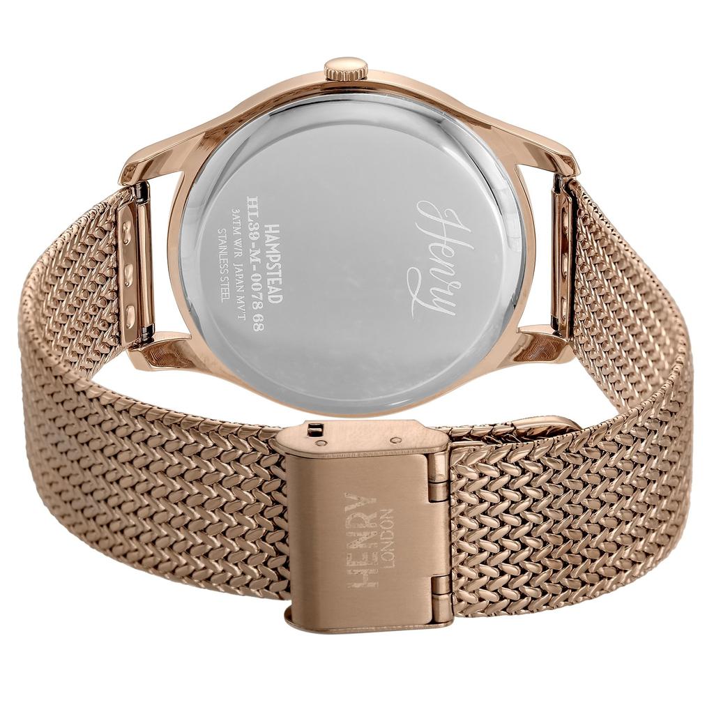 Часы HAMPSTEAD Фиолетовый циферблат Нержавеющая сталь Ветровое стекло Кварцевые 39MM London London Watch HL39M0078 Белый [Henry London] [Товар]