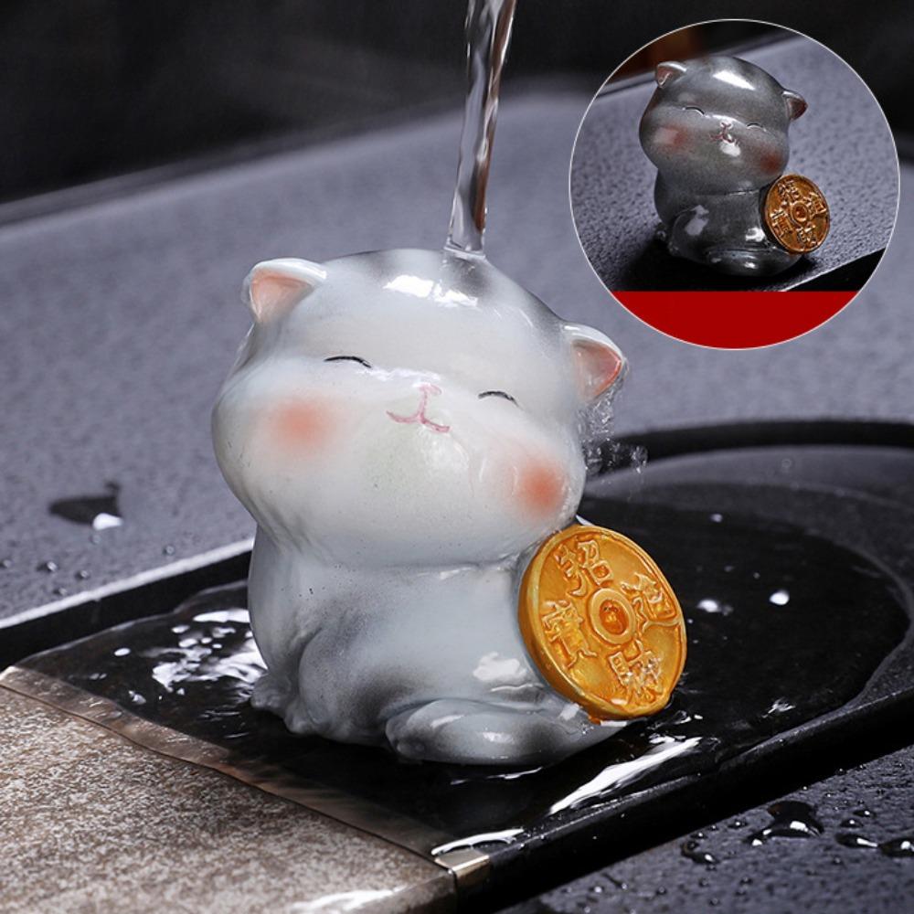 Фигурки Счастливый Кот Украшение Стола Милый Талисман Рабочие Столы Животное Орнамент Раскрашиваемый Чайный Питомец Подарок