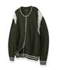Вязаный кардиган Nodu Varsity с двусторонней молнией [Хаки]