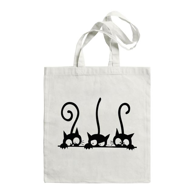 Женская сумка для покупок, милая черная забавная большая сумка с котом, складная сумка для покупок, дизайнерские сумки, сумка для покупок большой емкости с принтом