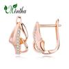 MINTHA Clip Earrings Trendy Rose Gold Color Wedding Daily Fashion Jewelry Cubic Zirconia Geometry Earrings For Women Bridal Geometry Earrings