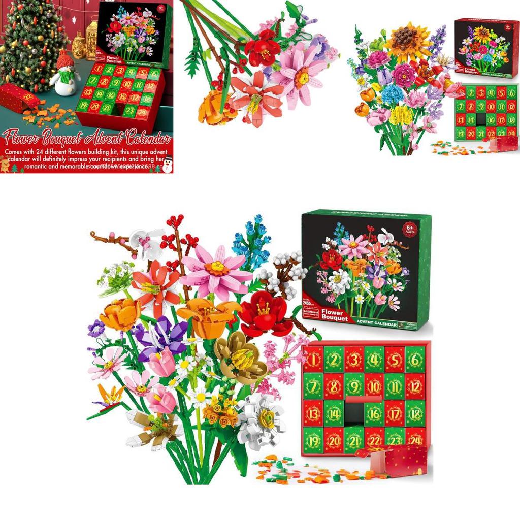 Цветочный букет Рождественский календарь обратного отсчета Адвент-календарь Слепой бокс Строительные блоки Для поделок своими руками и праздничного подарка