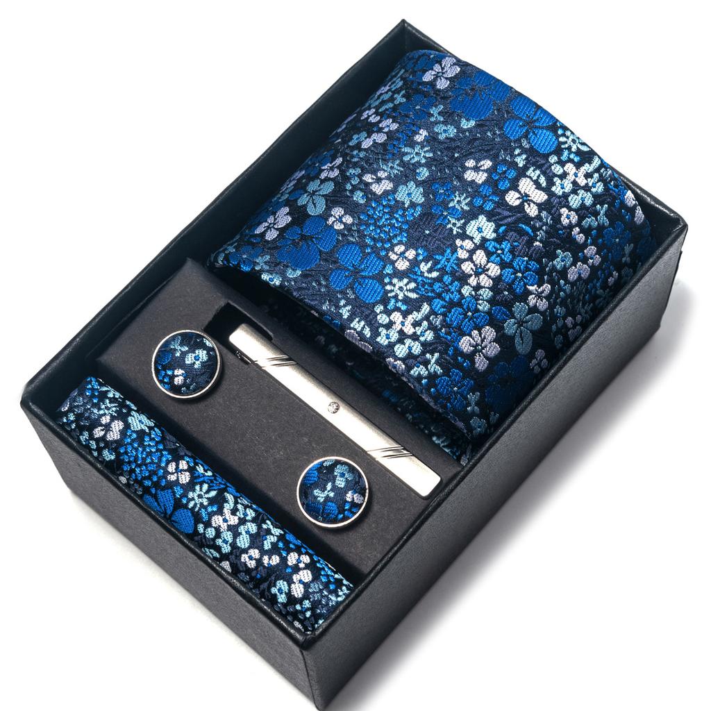 Галстук мужской деловой подарочный набор из шести предметов в полоску сетчатый цвет ручной работы 8 см с подарочной упаковкой