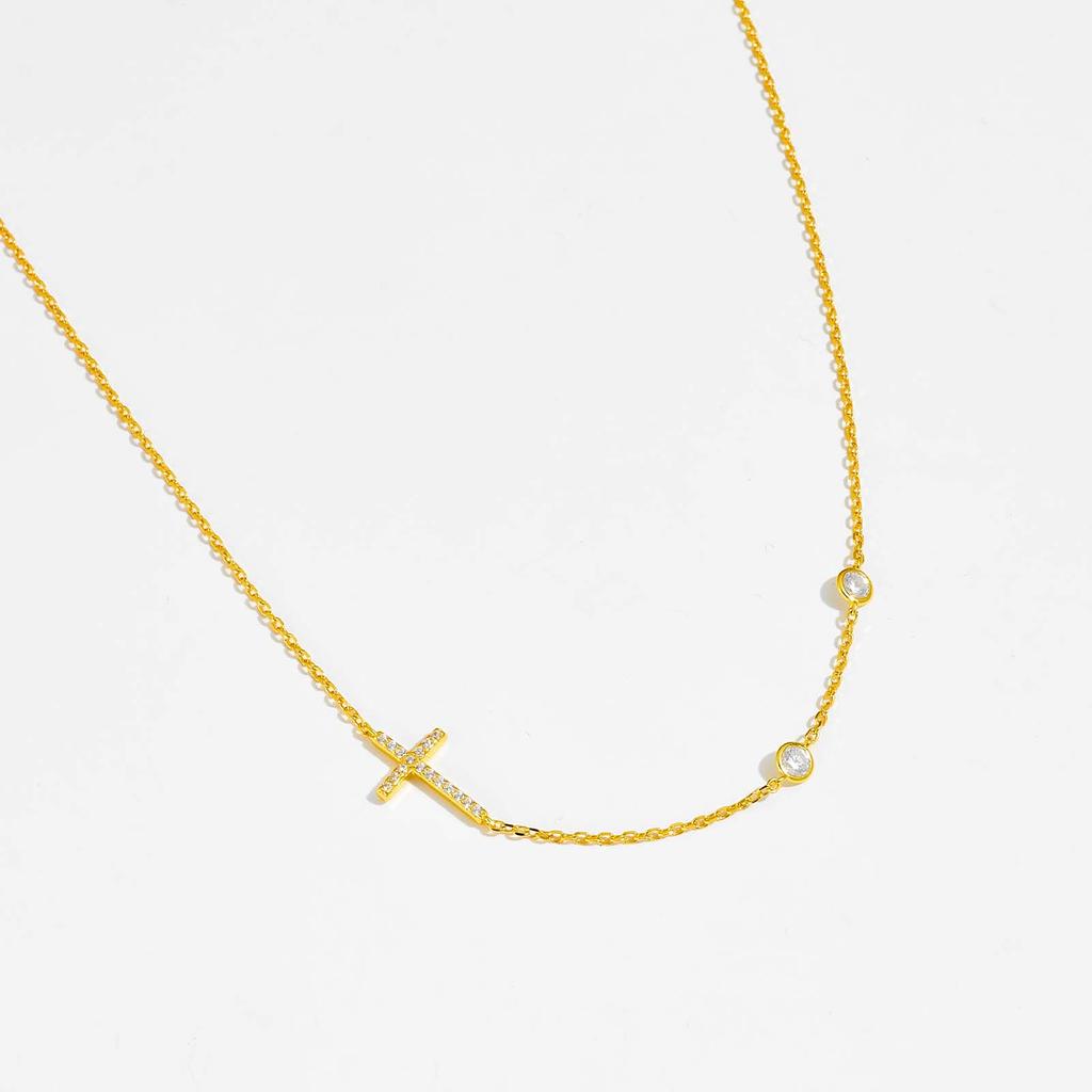 ANDYWEN Ожерелье с подвеской в ​​виде креста из 100% стерлингового серебра 925 пробы с двумя циркониями, женское роскошное классическое изысканное ювелирное изделие ко Дню святого Валентина