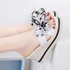 High-heeled Slippers Women's 2025 Summer New Versatile Outer Wear Casual Flower Cool Slippers Women's Thick-bottomed Wedge Heel One-word Drag
