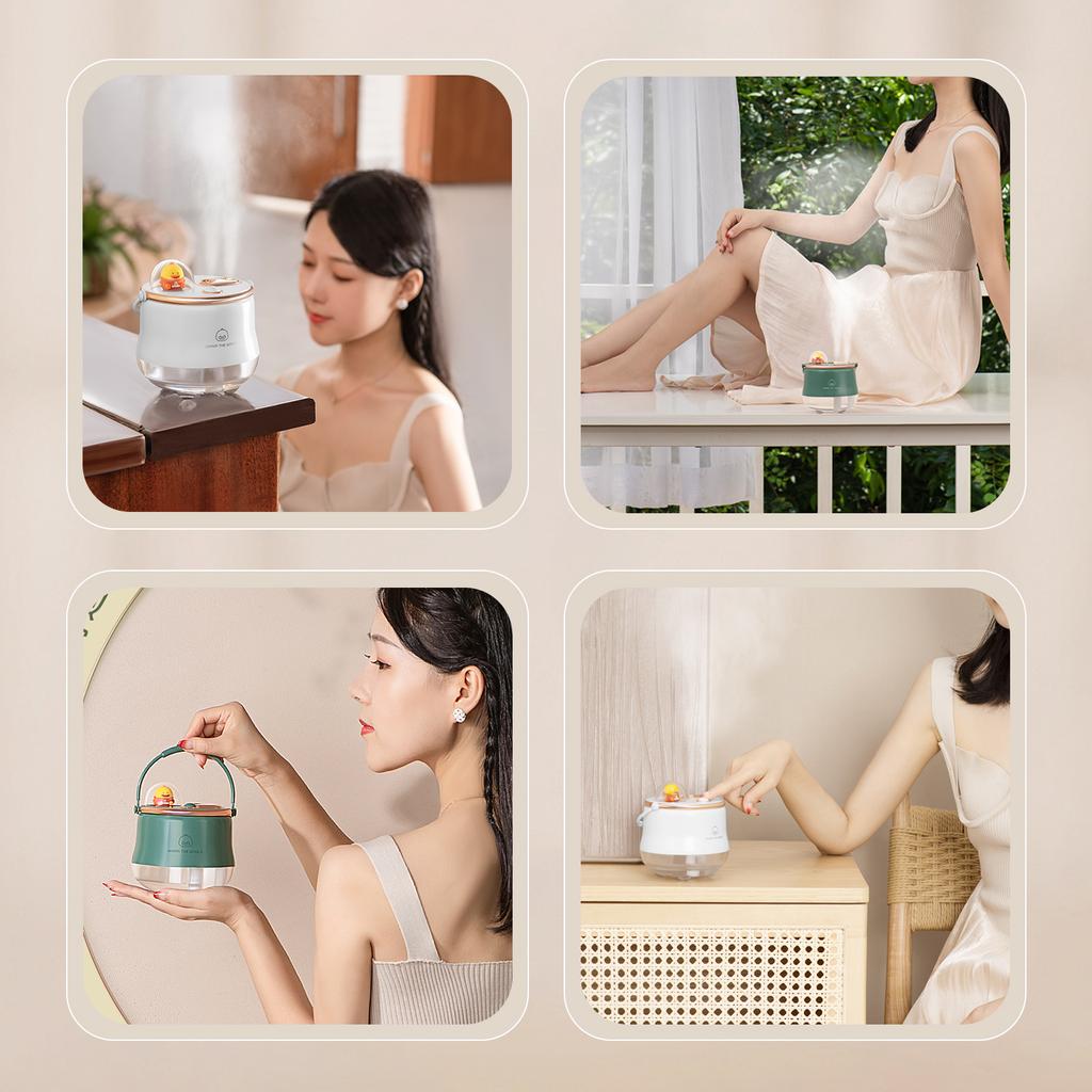 400mL Double Spray Humidifiers with Warm White Light Cute Animal Shaped Cool Mist Humidifier