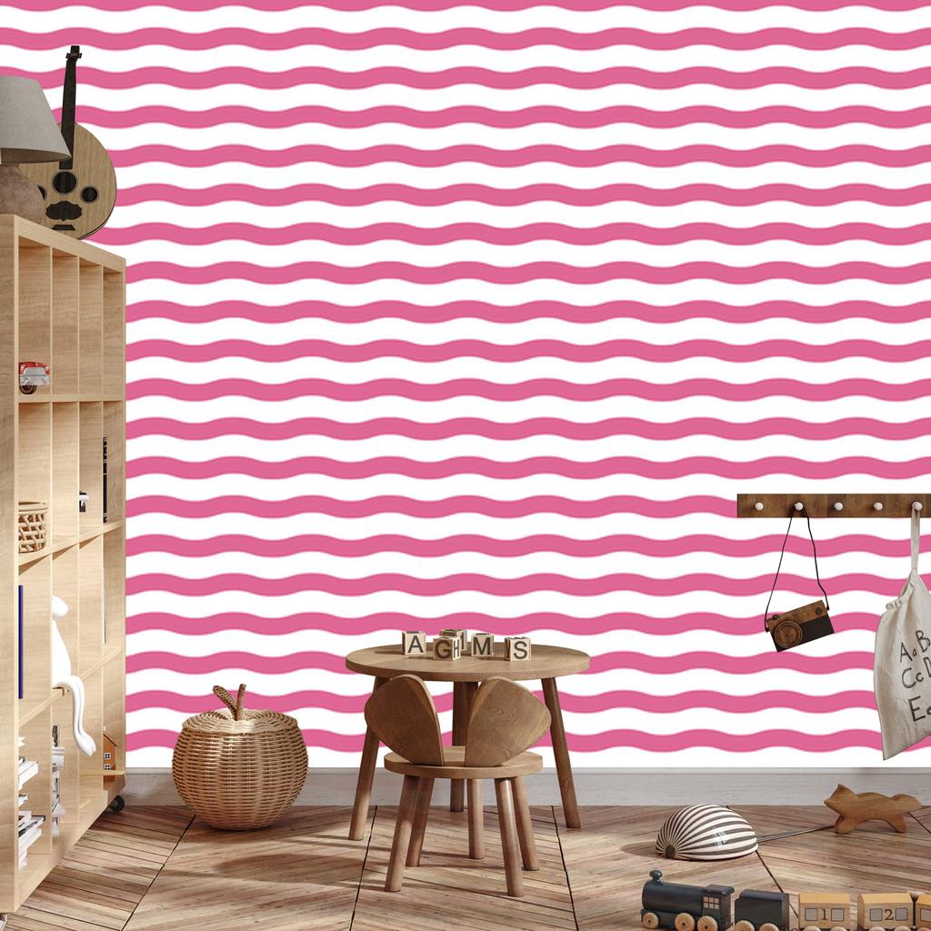 Powder pink and white stripes wallpaper, fine detail 50x1000