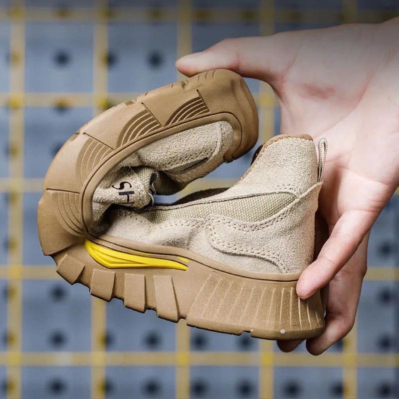 Men's Steel Toe Work Safety Shoes Lightweight Breathable Anti-smashing Work Shoes Male Boots Slip On Casual Sneaker Men Shoes 46