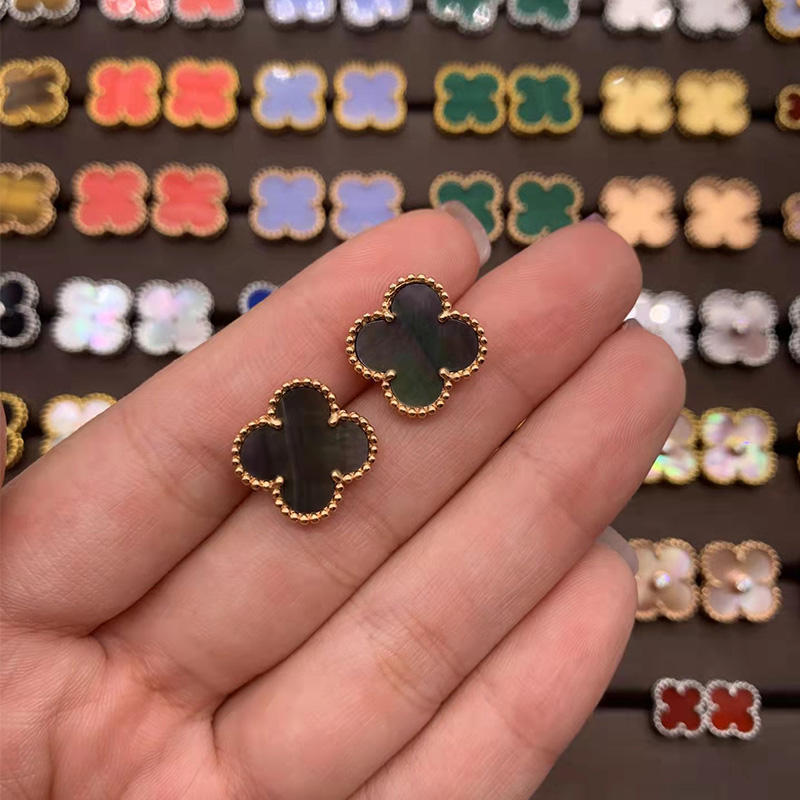 Серьги Four Leaf Grass, легкие роскошные белые рябчики с красным агатом и малахитом, женские серьги-гвоздики