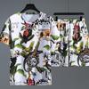 Mens Summer Thin Section Casual Sports Suit Short-sleeved T-shirt + Quick-drying Shorts Plus Size Two-piece Set