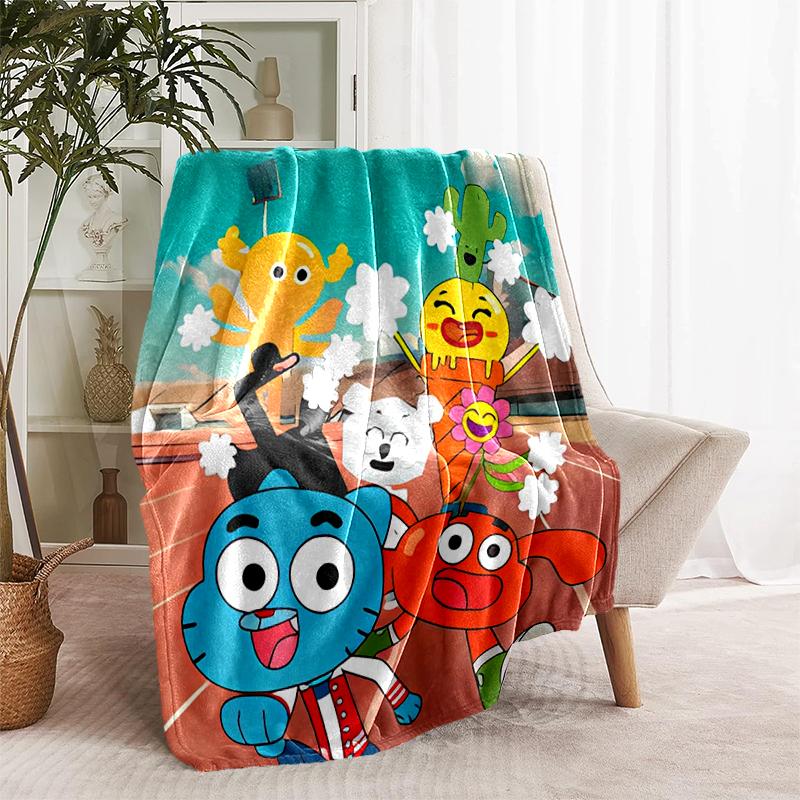 1pc Blanket The Amazing World of Gumball Print Design, Lightweight Blanket for Sofa, Bed- Soft &Warm, Gift for All Seasons like Christmas, Halloween