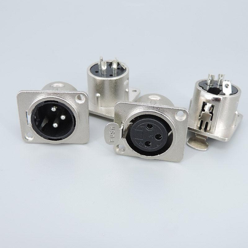 1pcs XLR 3pin Male or Female Panel Power Mount Socket Audio Microphone Jack Plug Connector Silver Copper Contact XLR Metal