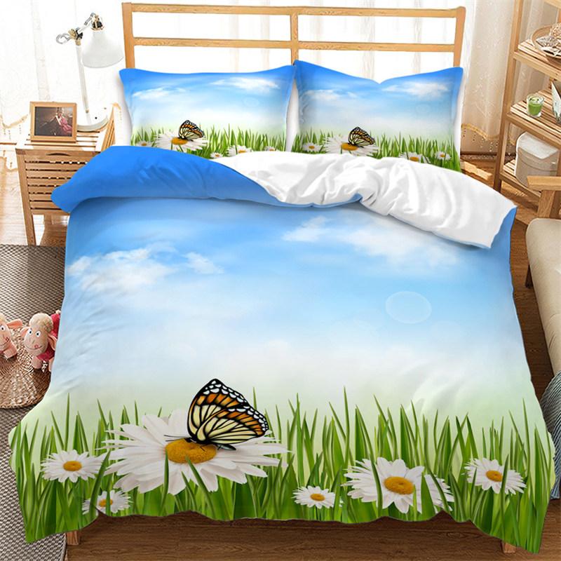 Набор пододеяльников «Одуванчик» Весенне-зеленая ветвь Садовые листья Постельное белье Микрофибра Ботанический Пододеяльник Кинг Декор спальни
