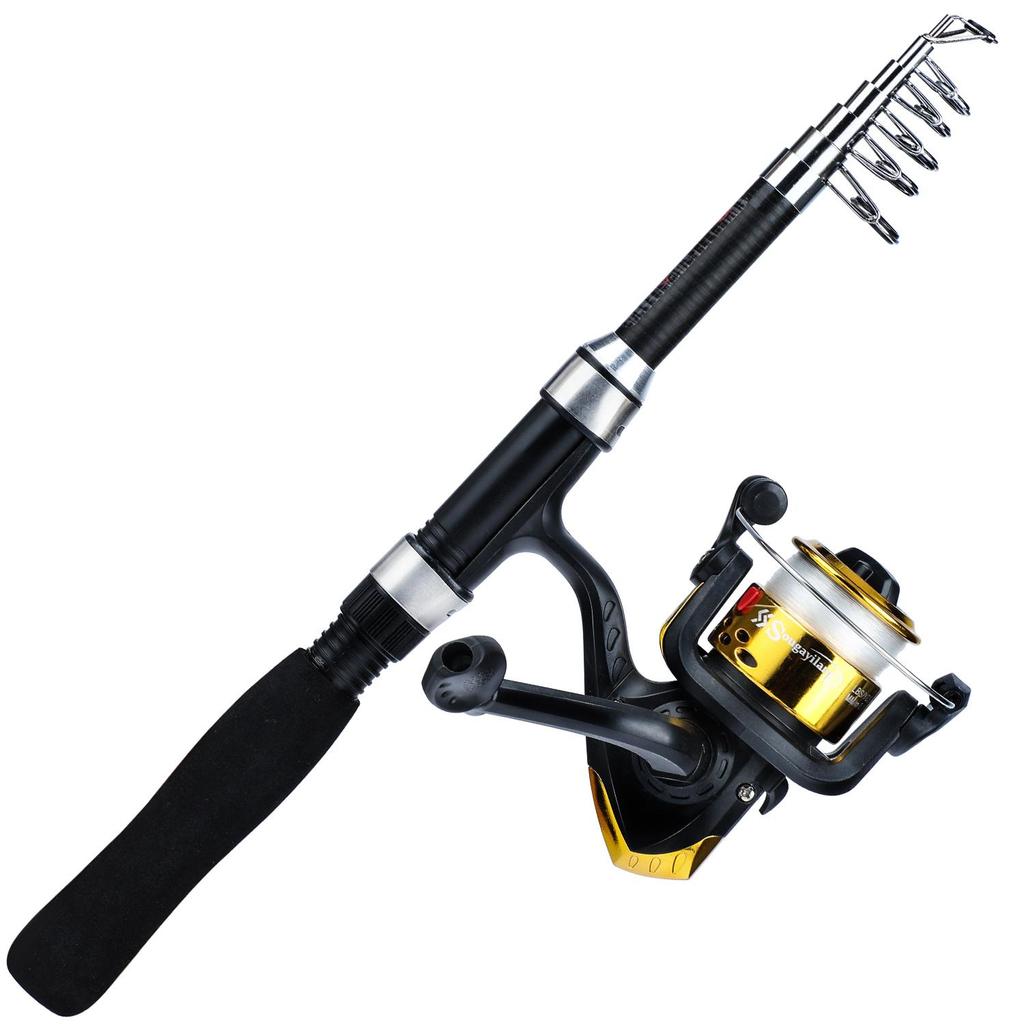SOUGAYILANG Spinning Fishing Rod Reel Set Carbon Fiber Pole with Spinning Fishing Wheel for Freshwater Saltwater Fishing