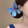 Новое поступление Синяя бабочка заколка для волос Элегантная шпилька Аксессуары для волос для женщин Фантазийная боковая заколка Стразовая шпилька