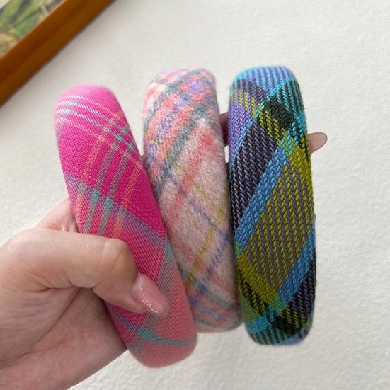 Мягкая клетчатая женская повязка на голову широкая повязка для волос легкая нескользящая петля для волос осень-зима для девочек