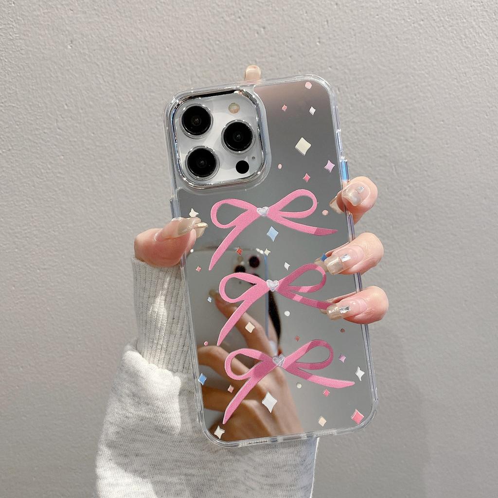 Три Банта Подходят для Чехла Мобильного Телефона Apple 16PROMAX Акриловое Зеркало Защитный Чехол для iPhone 15 14xr