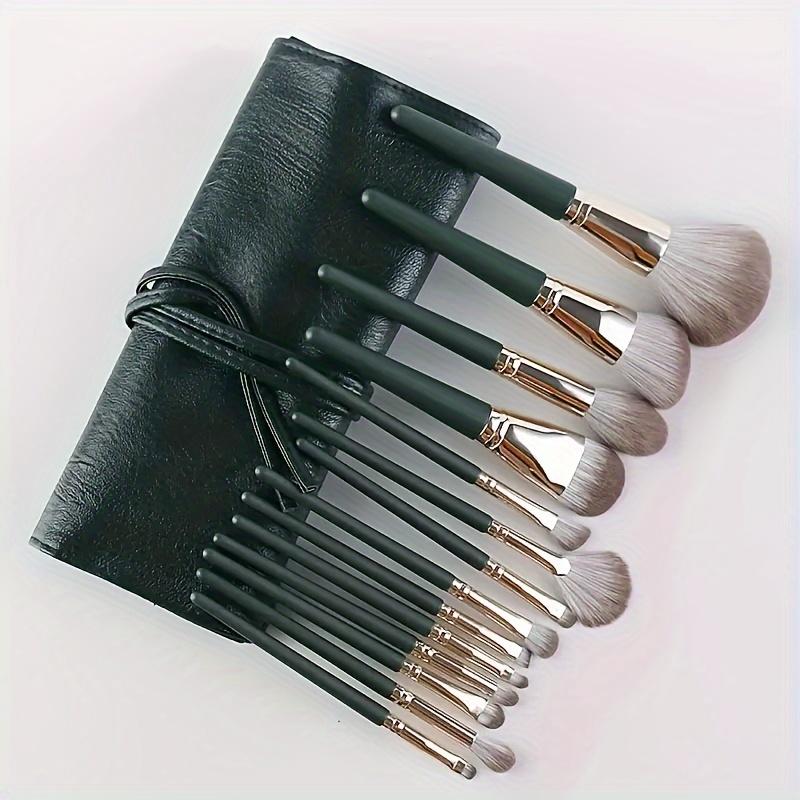 14Pcs Pro Makeup Brush Set - Soft Nylon Bristle Resin Rod Palm Brush Design for Flawless Foundation Eye Shadow Brow Application