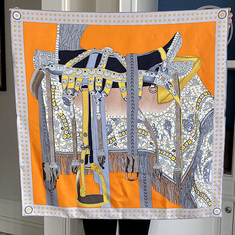 Шелковый твиловый шарф Silk Road в черно-белом французском стиле для весны/лета