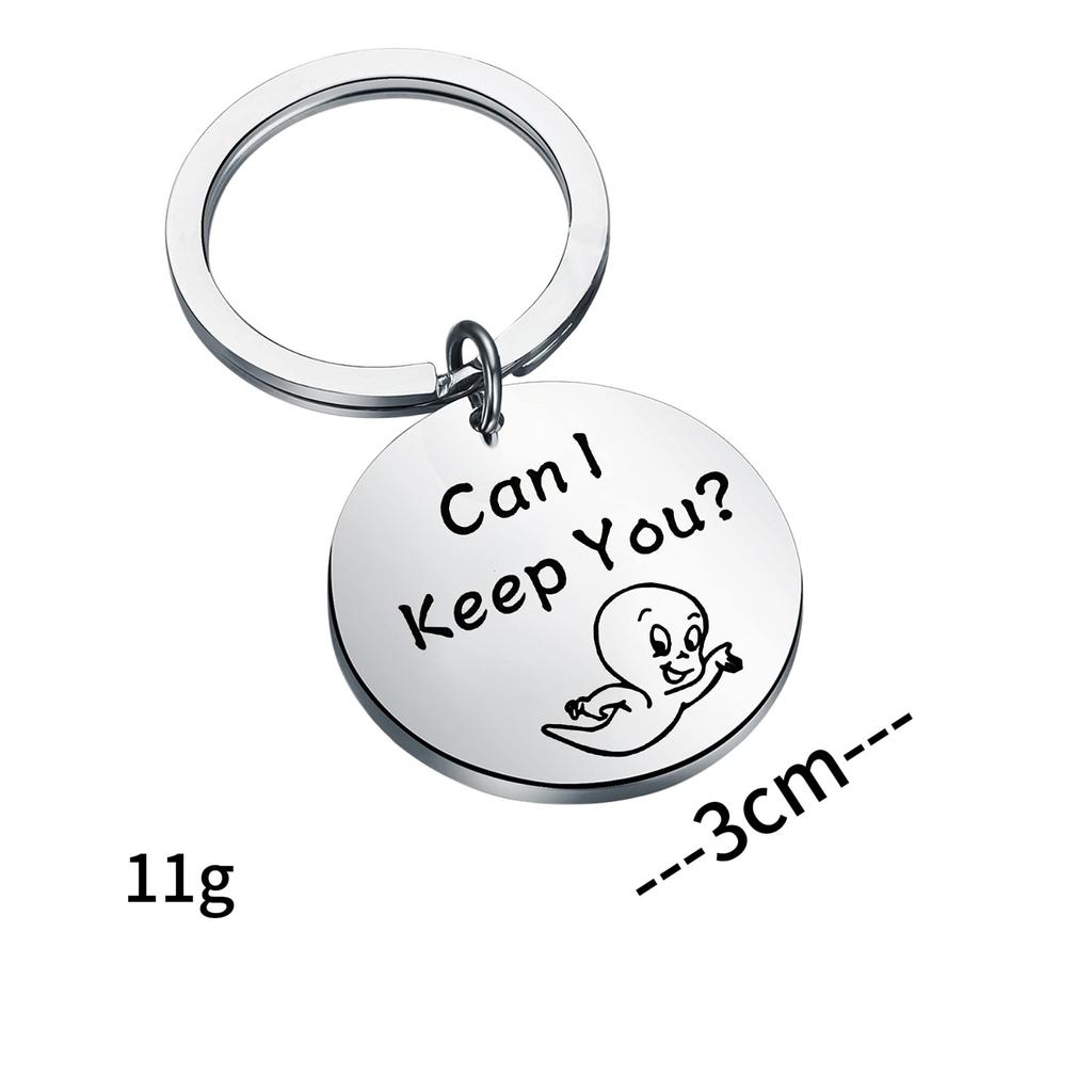 Halloween Ghost Stainless Steel Keychain Can I Keep You Design Cute Cartoon Style Practical Party Backpack Pendant