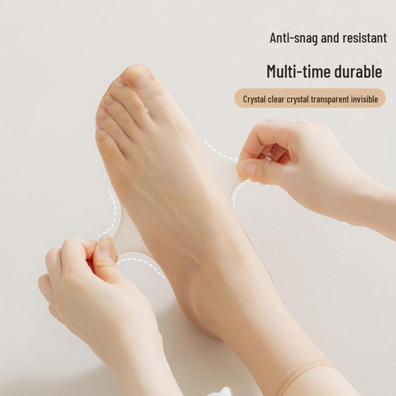 Женские противоскользящие, прочные чулки средней длины - короткие носки цвета нюд с кристаллами и не цепляющимся дизайном