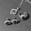 Natural Moss Agate Wedding Jewelry Sets for Women 925 Sterling Silver Engagement Rings Necklace Pendant Stud Earrings