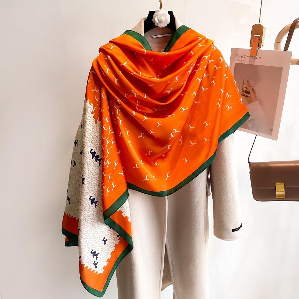 Hangzhou Silk Silk Scarf Autumn and Winter Shawl Two-purpose Thin Style Versatile Fashion New High-end High-end Exterior Matching