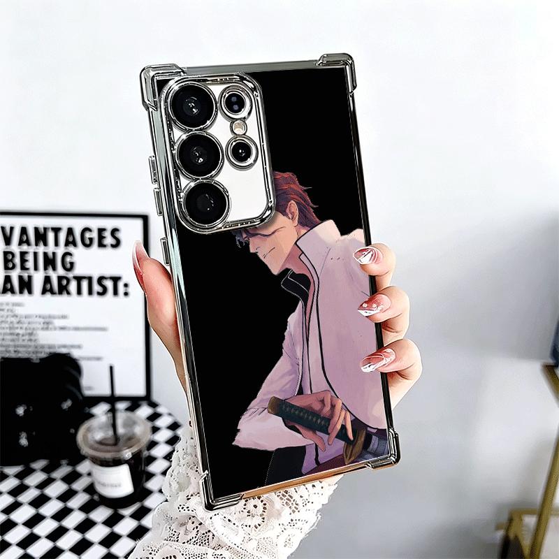 Bleach Aizen Sousuke Plating Phone Case For Samsung Galaxy S24 S25 FE S26 Edge S23 Ultra S22 S21 Plus S20 Anti-Fall Airabag Cove