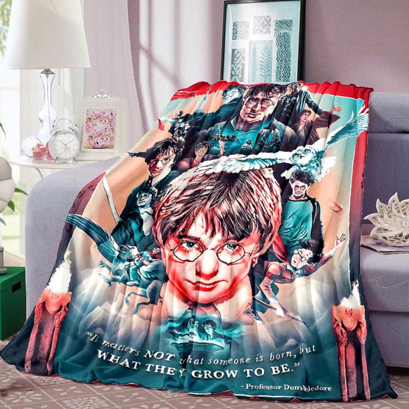 Harry Potter Movie Print Blanket Warm Comfortable Flannel Blanket for Bedrooms, Sofas, Beds, Chairs, Picnics, Travel -LXR32