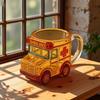 Кружка стеклянная в форме школьного автобуса Yousheng 10 унций, новинка, чашка для питья для детей, коллекционеров, забавный контейнер для напитков на автомобильную тематику