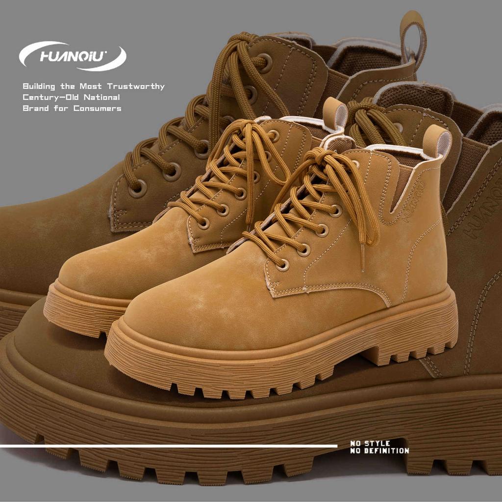 Глобальные желтые ботинки мужские ZHQ-HY727 весенние ботинки для отдыха на природе в британском стиле ботинки Martin с высоким берцем на толстой подошве