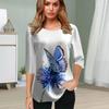 Женская блузка с принтом 3D Blue Dandelion Flower, топы с короткими рукавами, летние повседневные топы, футболка с круглым вырезом и короткими рукавами