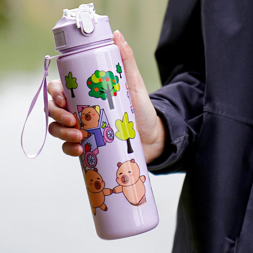 800/700ml Capybara Sport Water Bottle with Straw & Handle Travel Water Cup Large Capacity Kawaii Water Bottle for Fitness Sports