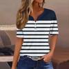 Женская повседневная футболка с v-образным вырезом и короткими рукавами, декоративная футболка на пуговицах, топ