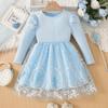 Girls Princess Dress Long Sleeve Cotton Blend Mesh 2026 Kids Party