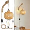 Natural Rattan Wicker E27 Hand-Woven Bamboo Room Decorative Lampshades Wall Light Fixtures Chandeliers Bamboo Lantern Wall Lamps