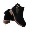 2024 Winter New High-quality Women's Shoes Fashionable Round Toe Solid Color Square Heel Suede Buckle Women's Short Boots