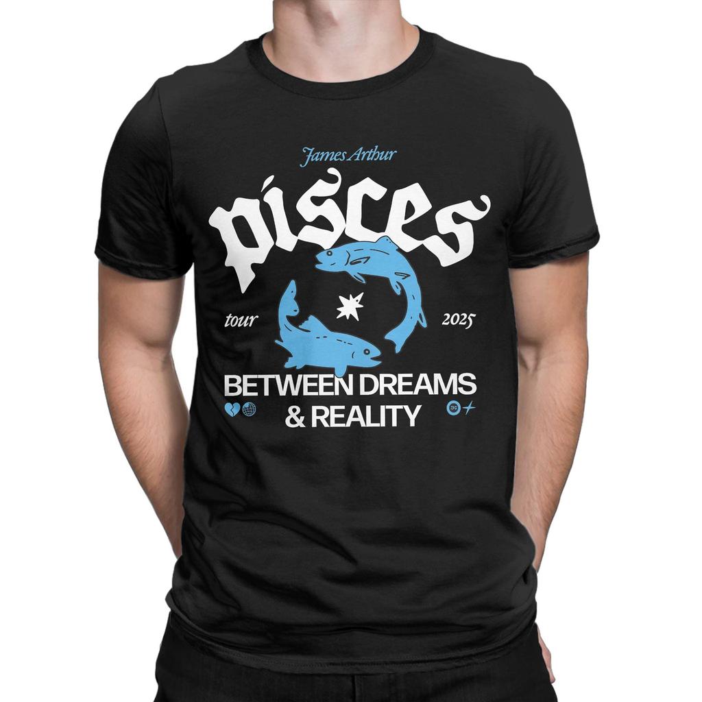 Men TShirts James Arthur Pisces  Casual Pure Cotton Tees Short Sleeve  T Shirts Crew Neck Clothes Plus Size