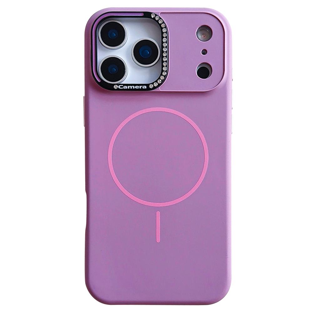 For iPhone 17 Pro Case Compatible with MagSafe Rhinestone Decor Lens Frame Silicone Phone Cover