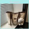 Urban Fashion Tote Bag With Contrasting Stitching And Polyester Lining For Casual Outfits