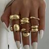 Ingemark 6Pcs/Set Classic Irregular Water Drop Open Rings for Women New Trend Punk Gold Color Geometric Ring Couple Jewelry Gift